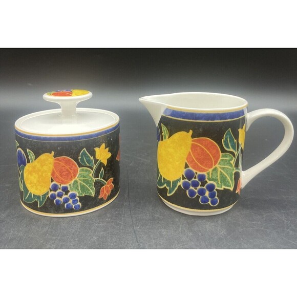 VTG Porcelain Victoria Beale NAPOLI Creamer & Sugar Bowl 9030 - Picture 2 of 13